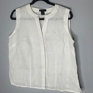 Grace White Linen sleeveless Top 0X